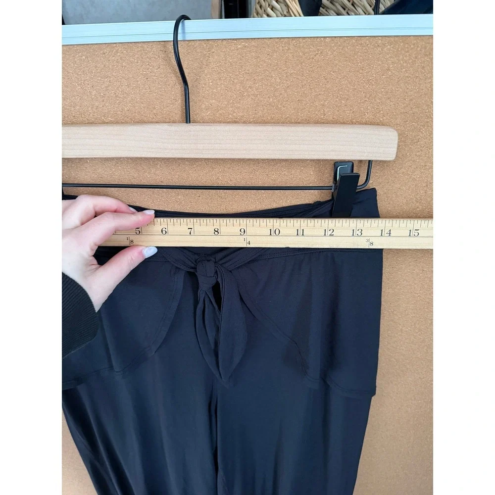 Free People FP Movement Pants Women XS Black Tie Front Split Hem Yoga Athleisure